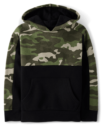 Boys Camo Colorblock Fleece Hoodie