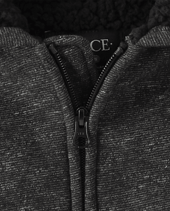 Sweat à capuche zippé doublé en polaire sherpa pour garçon