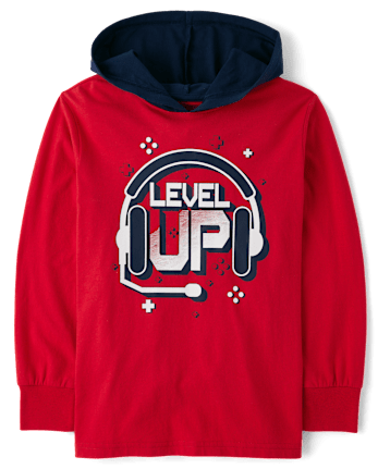 Boys Long Sleeve Graphic Hooded Top RED The Children s Place