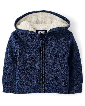 Baby And Toddler Boys Fleece Sherpa Lined Zip Up Hoodie