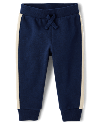 Pantalones deportivos de polar con rayas laterales para bebés y niños pequeños