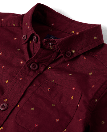 Baby And Toddler Boys Print Poplin Button Up Shirt