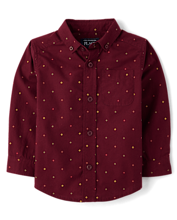 Baby And Toddler Boys Print Poplin Button Up Shirt