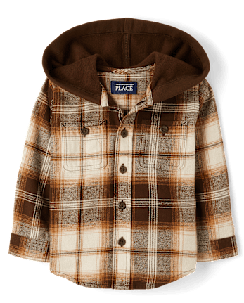 Baby And Toddler Boys Plaid Flannel Hooded Top