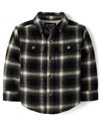 Baby And Toddler Boys Plaid Sherpa Lined Shacket