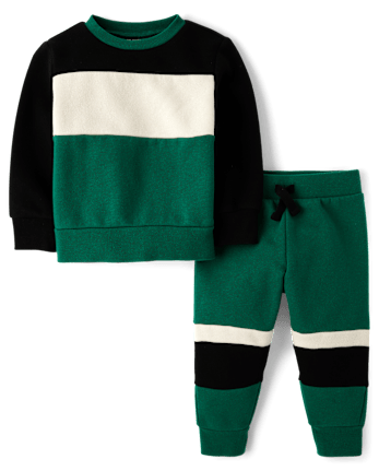 Baby And Toddler Boys Colorblock Fleece 2-Piece Outfit Set