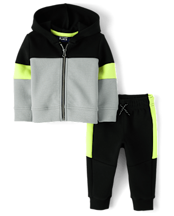 Baby And Toddler Boys Colorblock Scuba 2-Piece Outfit Set