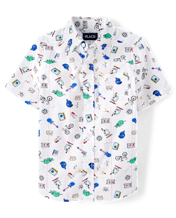 Camisa escolar de popelina con botones para niño