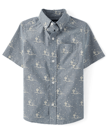 Boys Western Poplin Button Up Shirt