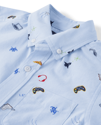 Camisa Gamer De Popelina Con Botones Para Niño
