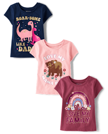 Baby And Toddler Girls Family Graphic Tee 3-Pack