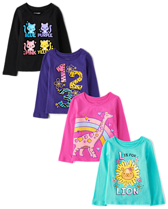 Baby And Toddler Girls Education Graphic Tee 4-Pack