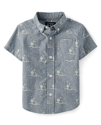 Camisa con botones de popelina occidental para bebés y niños pequeños