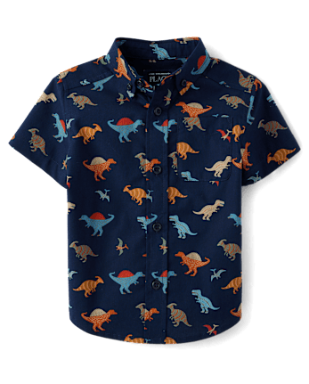 Baby And Toddler Boys Dino Poplin Button Up Shirt