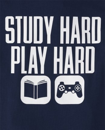 Boys Study Hard Play Graphic Tee