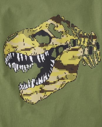 Camiseta con estampado de dinosaurio y camuflaje para niños