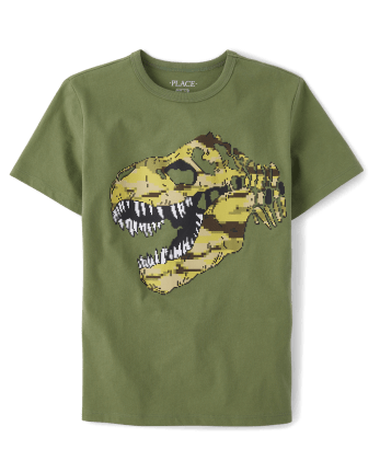 Camiseta con estampado de dinosaurio y camuflaje para niños