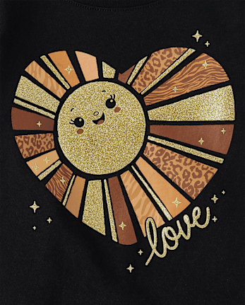 Camiseta con estampado de corazón de amor para bebés y niñas pequeñas