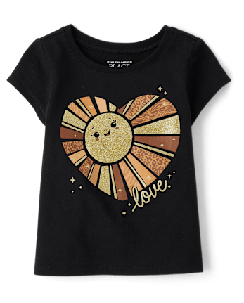 Camiseta con estampado de corazón de amor para bebés y niñas pequeñas