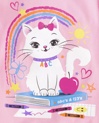 Baby And Toddler Girls Cat Book Graphic Tee