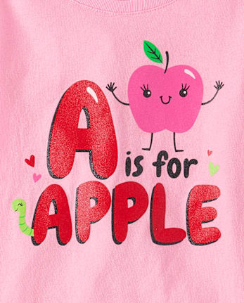 Baby And Toddler Girls A For Apple Graphic Tee