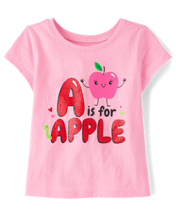 Baby And Toddler Girls A For Apple Graphic Tee