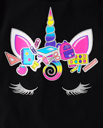 Girls Unicorn Face Graphic Tee