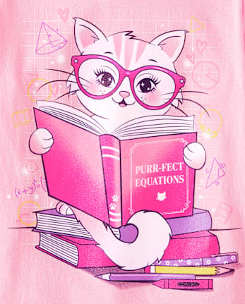 Girls Cat Book Graphic Tee