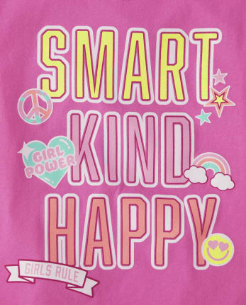 Girls Smart Kind Happy Graphic Tee