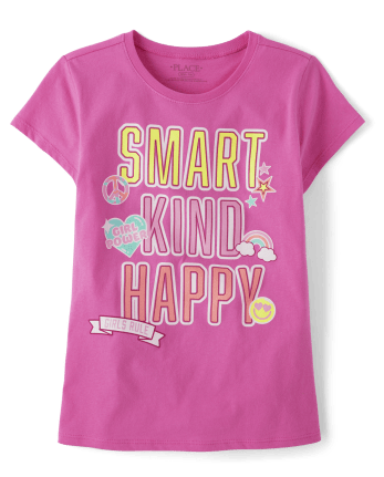 Girls Smart Kind Happy Graphic Tee