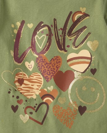 Camiseta con estampado de corazón de amor para niñas
