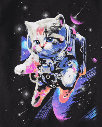 Girls Cat Astronaut Graphic Tee