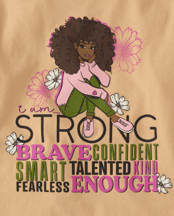Camiseta con gráfico de palabras positivas para niñas