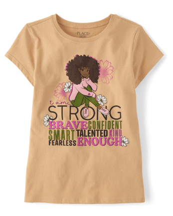 Camiseta con gráfico de palabras positivas para niñas