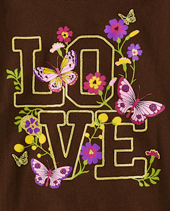 Girls Love Butterfly Graphic Tee