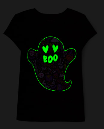 Girls Glow Ghost Boo Graphic Tee