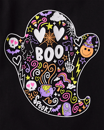 Girls Glow Ghost Boo Graphic Tee