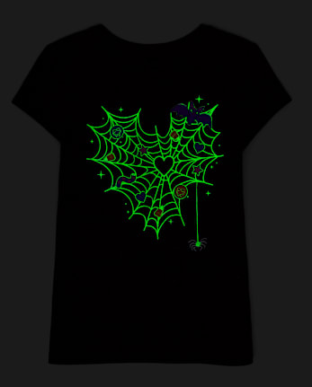 Camisetas estampadas Niña Glow Spiderweb Heart