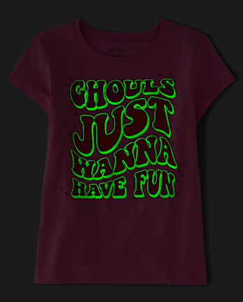 Girls Glow Ghouls Fun Graphic Tee