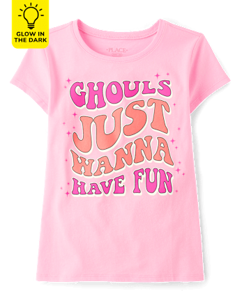 Girls Glow Ghouls Fun Graphic Tee