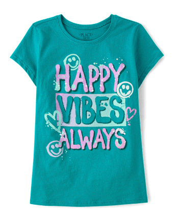 Girls Happy Vibes Always Graphic Tee