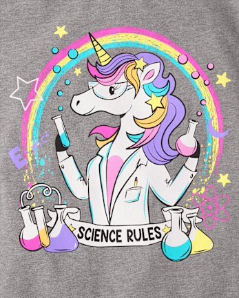 Camiseta con estampado científico de unicornio para niñas