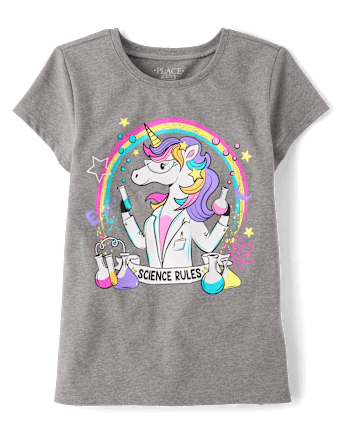 Camiseta con estampado científico de unicornio para niñas