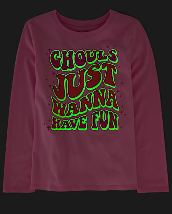 Girls Glow Ghouls Fun Graphic Tee