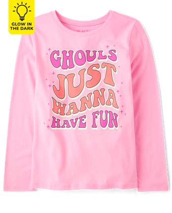 Girls Glow Ghouls Fun Graphic Tee