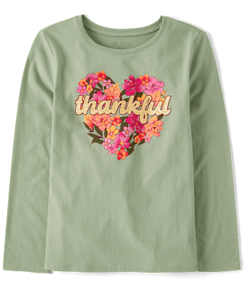 Camiseta con estampado de corazón agradecido para niñas