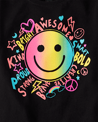 Camisetas estampadas Niña Rainbow Happy Face