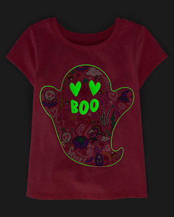 Baby And Toddler Girls Glow Ghost Boo Graphic Tee