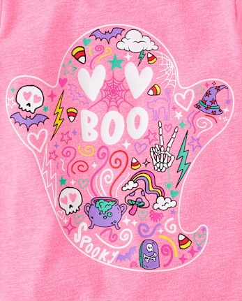 Baby And Toddler Girls Glow Ghost Boo Graphic Tee