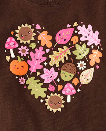 Baby And Toddler Girls Fall Heart Graphic Tee